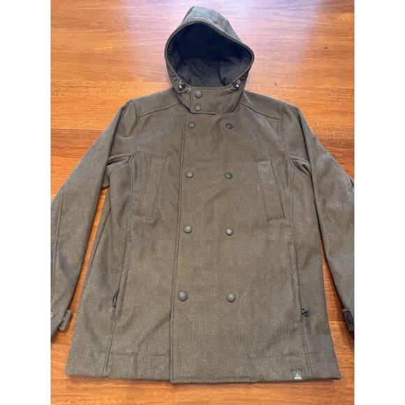 Medium Prana Elkton Jacket Hooded Winter Double Breasted Pea Coat Green - Picture 1 of 12